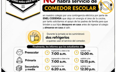 Contingencia miércoles 12 de agosto – No hay comedor